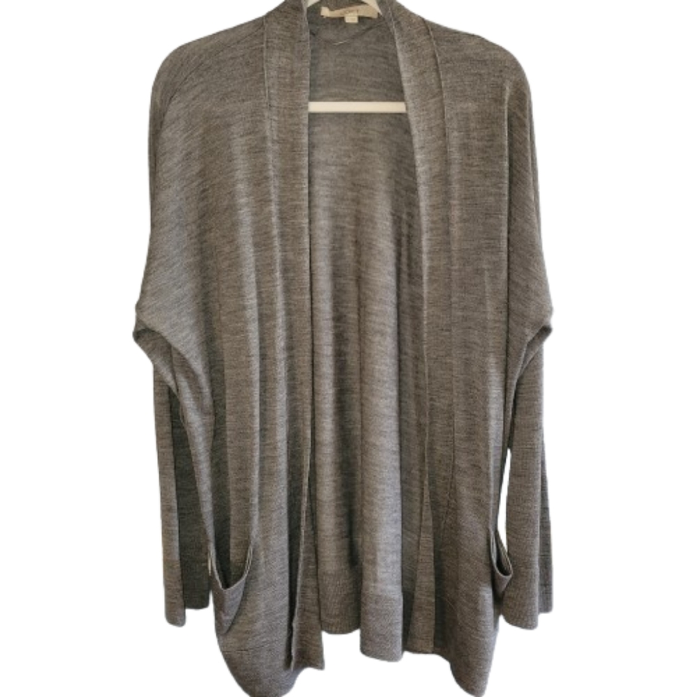 Ann Taylor LOFT gray open long cardigan